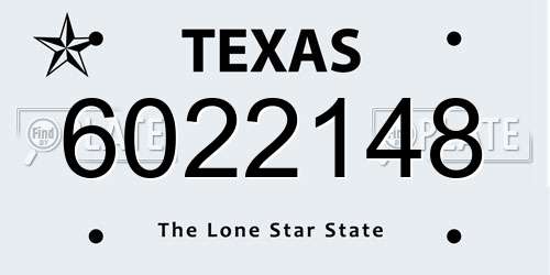 6022148 Texas License Plate