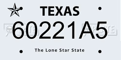 60221A5 Texas License Plate