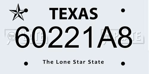 60221A8 Texas License Plate
