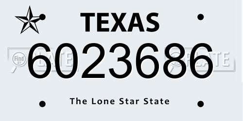6023686 Texas License Plate