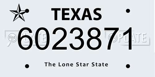 6023871 Texas License Plate