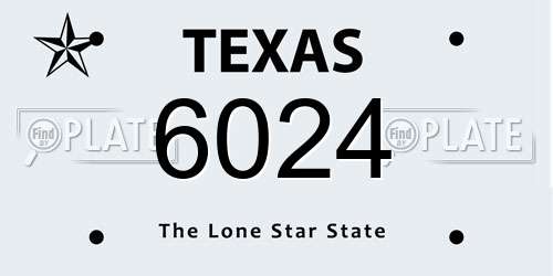 6024 Texas License Plate