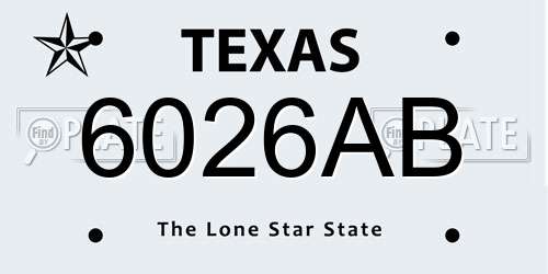 6026AB Texas License Plate