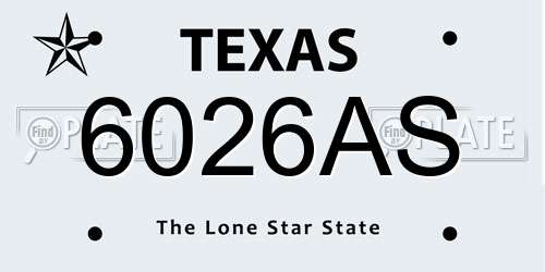 6026AS Texas License Plate