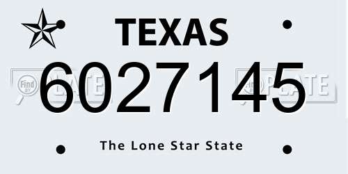 6027145 Texas License Plate