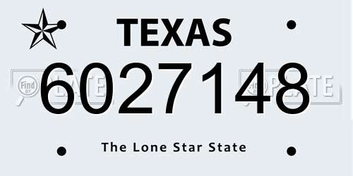 6027148 Texas License Plate