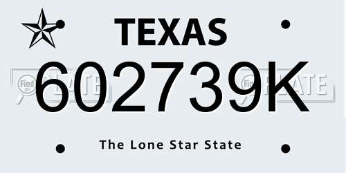 602739K Texas License Plate