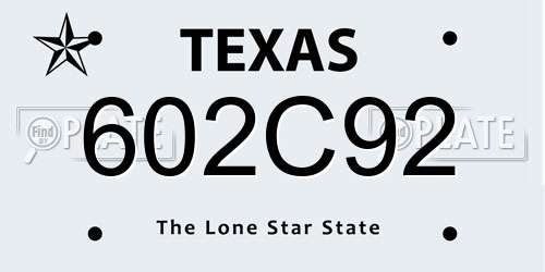 602C92 Texas License Plate