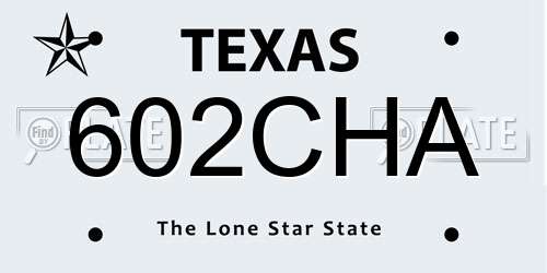 602CHA Texas License Plate
