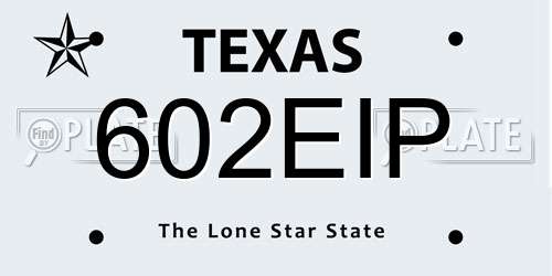 602EIP Texas License Plate