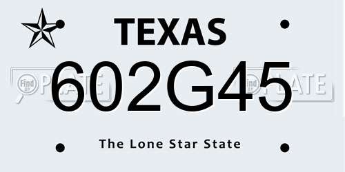 602G45 Texas License Plate