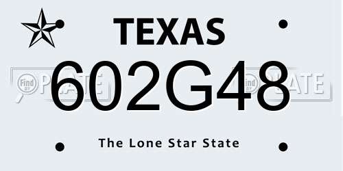 602G48 Texas License Plate