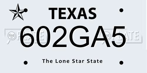 602GA5 Texas License Plate