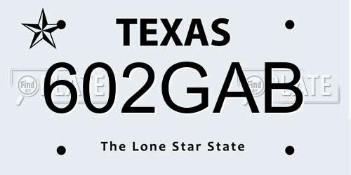 602GAB Texas License Plate