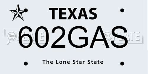 602GAS Texas License Plate