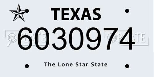 6030974 Texas License Plate
