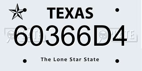60366D4 Texas License Plate