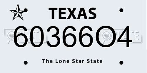 60366O4 Texas License Plate