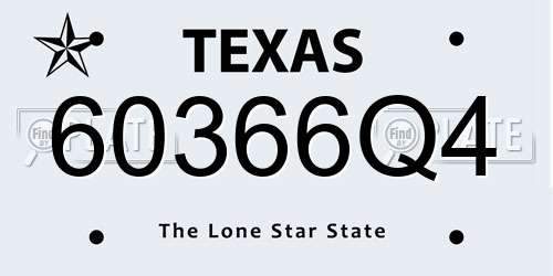 60366Q4 Texas License Plate