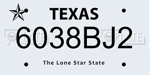 6038BJ2 Texas License Plate