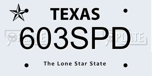 603SPD Texas License Plate
