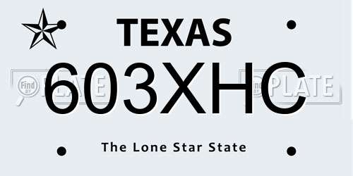 603XHC Texas License Plate
