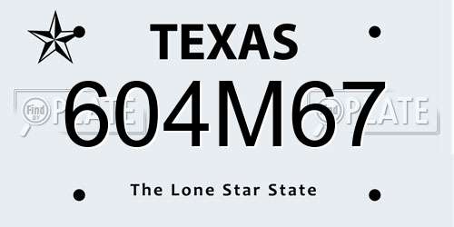 604M67 Texas License Plate