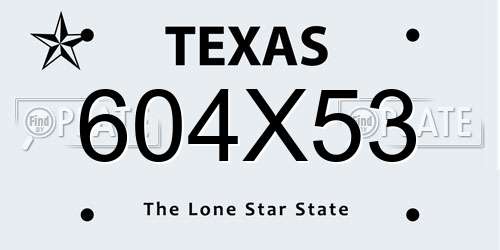604X53 Texas License Plate
