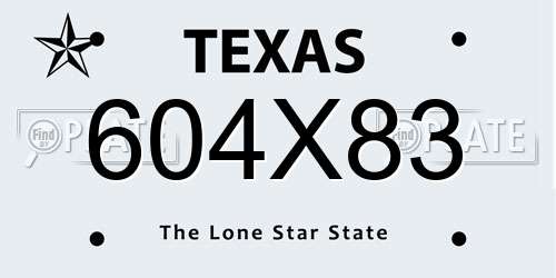 604X83 Texas License Plate