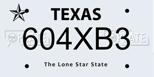 604XB3 Texas License Plate