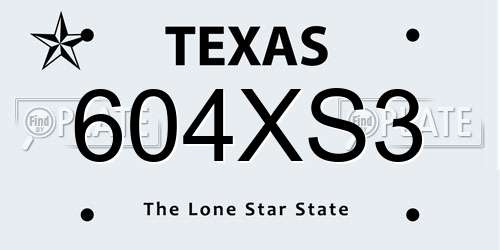 604XS3 Texas License Plate