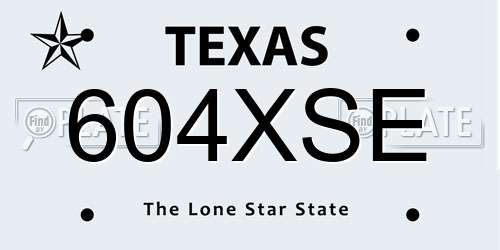 604XSE Texas License Plate