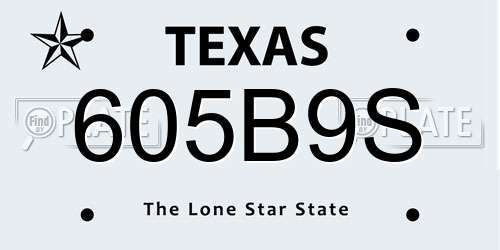 605B9S Texas License Plate