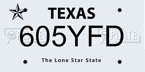605YFD Texas License Plate