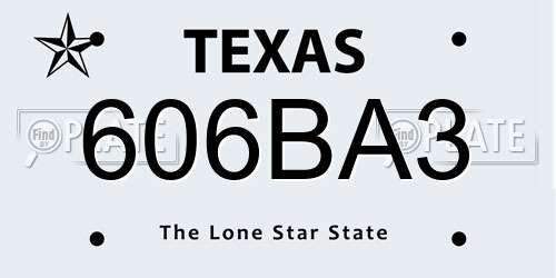 606BA3 Texas License Plate
