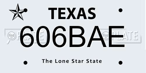 606BAE Texas License Plate