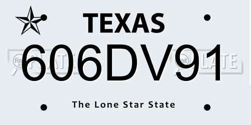 606DV91 Texas License Plate