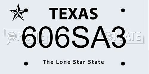 606SA3 Texas License Plate