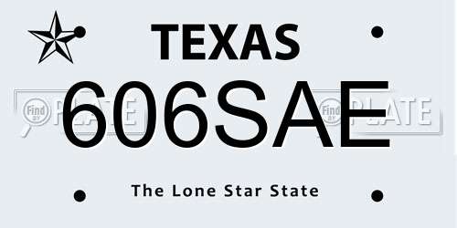 606SAE Texas License Plate