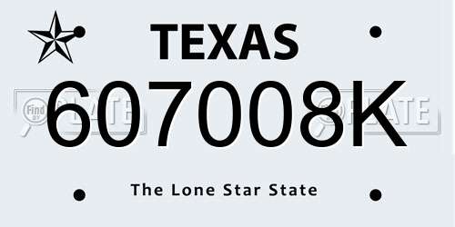607008K Texas License Plate