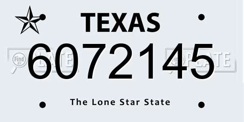 6072145 Texas License Plate