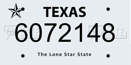 6072148 Texas License Plate
