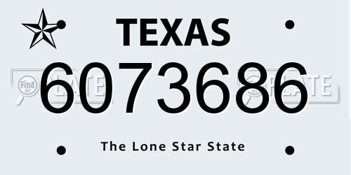 6073686 Texas License Plate