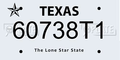 60738T1 Texas License Plate
