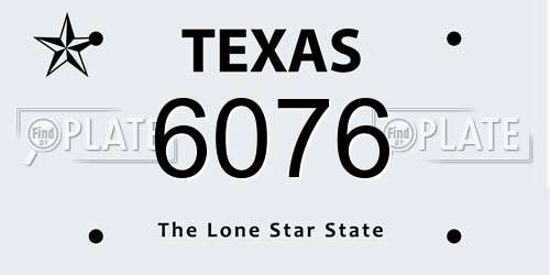 6076 Texas License Plate