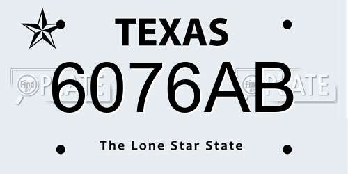 6076AB Texas License Plate
