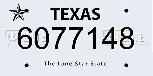 6077148 Texas License Plate