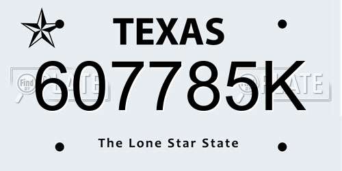 607785K Texas License Plate
