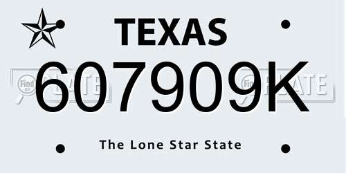 607909K Texas License Plate