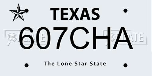 607CHA Texas License Plate